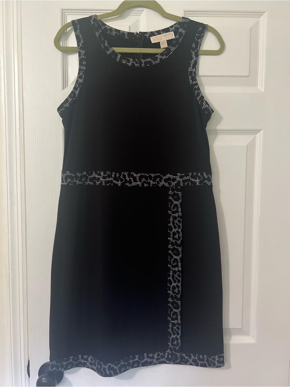 Michael Kors Women’s M Black Geometric Sheath Dress Sleeveless Zip